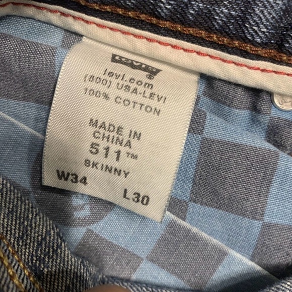 Levi’s 511 Jeans Skinny Men Size 34 X30 Skinny Blue - Picture 6 of 6